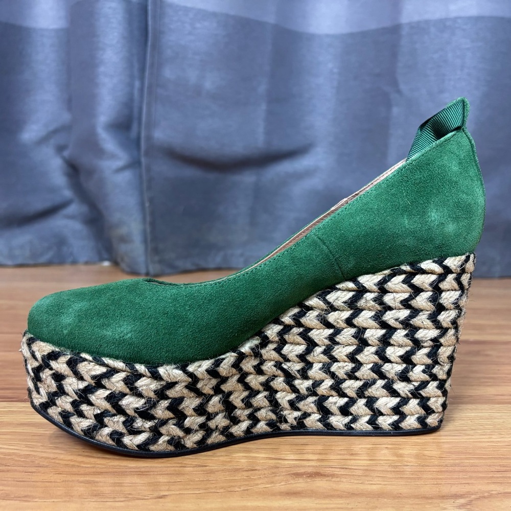 NIB Free People Green Suede Platform Wedge Espadrilles 39 - Picture 3 of 9